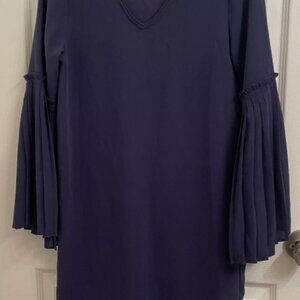 Tahari Dark Navy dress with pleated sleeves
